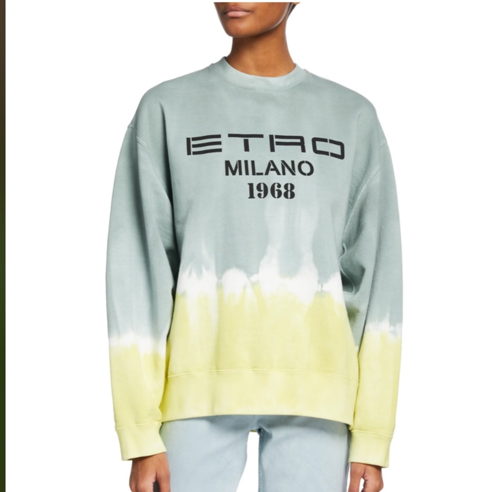Etro unisex Degrade diy- tie oversized Etro Milano 1968 sweatshirt yellow sage